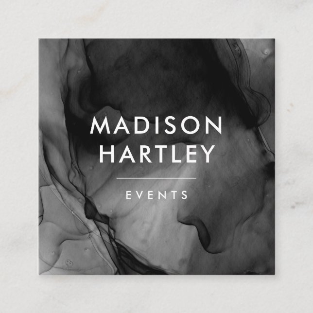 Carte de visite de Carré d'aquarelle noire moderne (Devant)