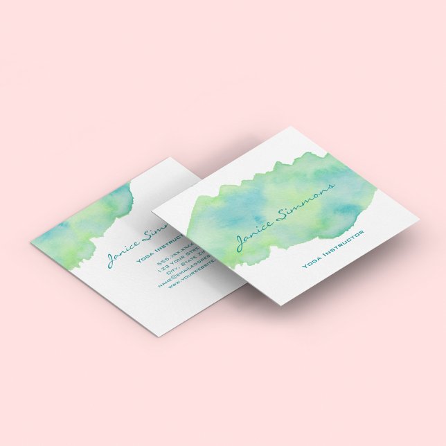 Carte de visite de Carré de lavage bleu vert d'eau (Créateur téléchargé)