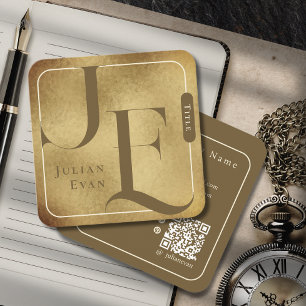 Carte de visite de Carré d'or métallique Monogram