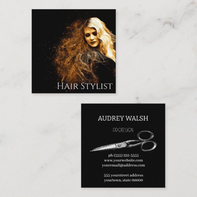 Carte de visite de carré noir simple Vintag (Devant / Derrière)