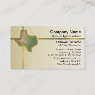 Carte de visite de carte du Texas