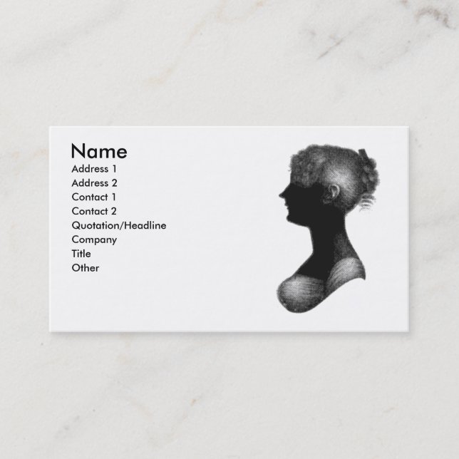 Carte de visite de Cassandra Austen (Devant)