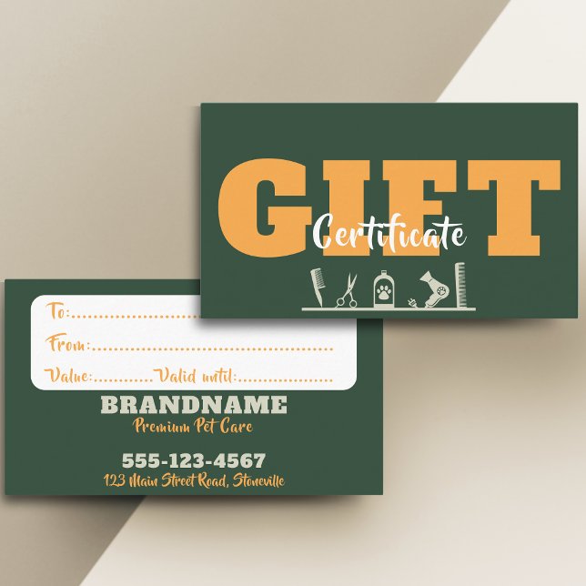 Carte de visite de certificat cadeau pour le soin  (Créateur téléchargé)