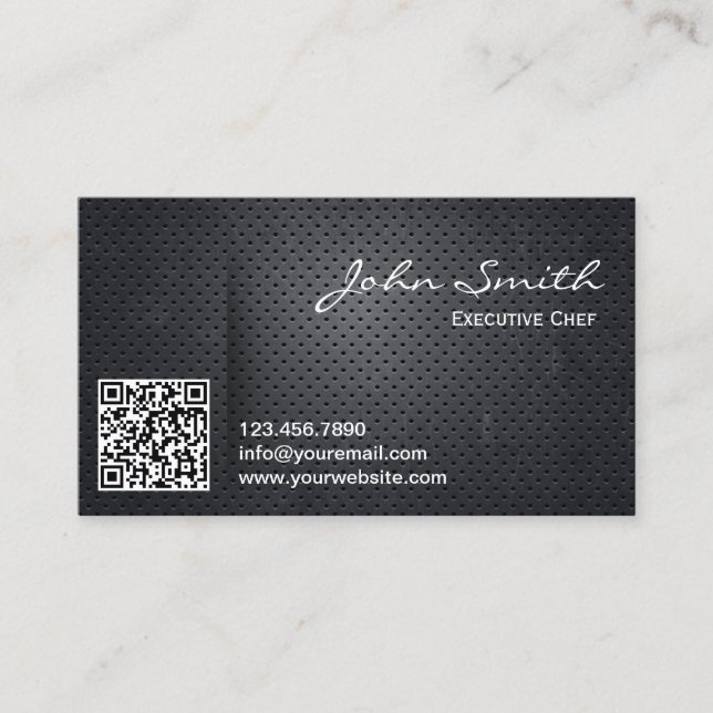 Carte de visite de chef de code QR en métal noir (Devant)