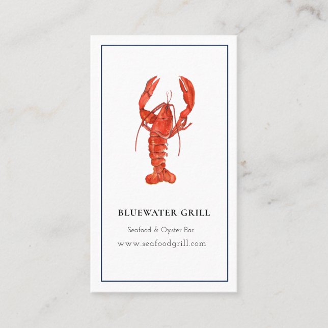 Carte de visite de chef homard à l'aquarelle, rest (Devant)