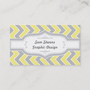 Carte de visite de Chevron, gris et jaune vintage