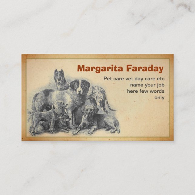carte de visite de chiens d'animaux familiers (Devant)