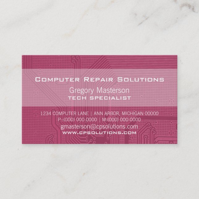 Carte de visite de circuit professionnel Fuchsia (Devant)