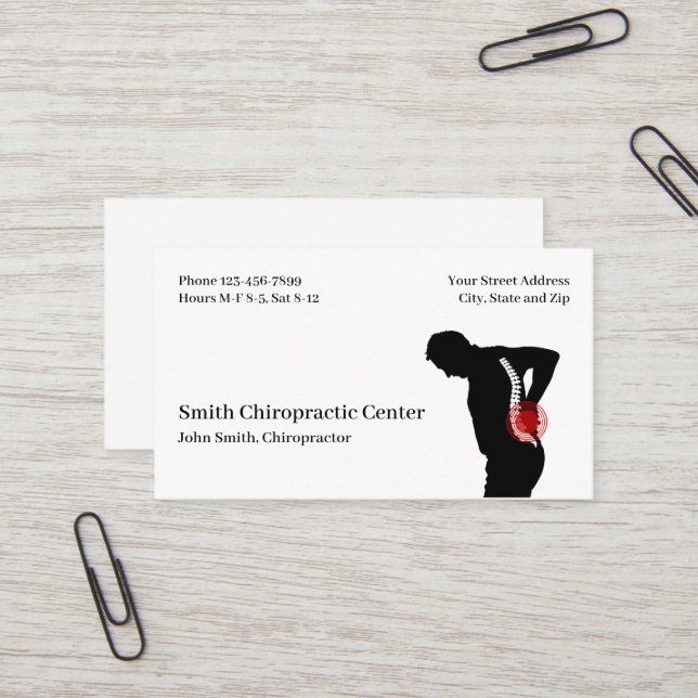 Carte de visite de clinique chiropratique (Devant/Arrière en situation)