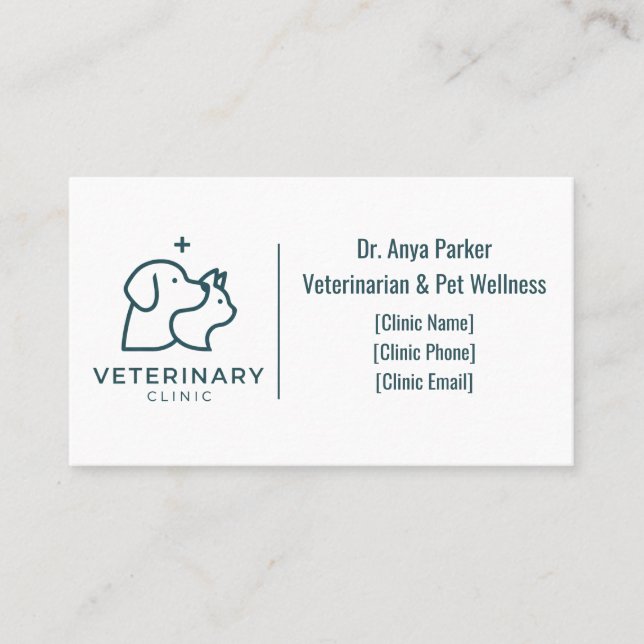 Carte de visite de clinique vétérinaire minimalist (Devant)