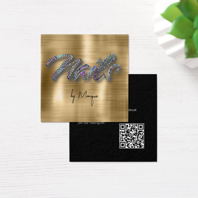 Carte de visite de clous holographiques Faux Diamo (Bureau)