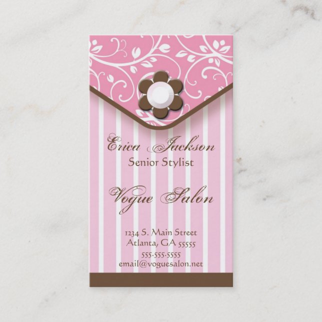 Carte de visite de Clutch de rose et de brun (Devant)