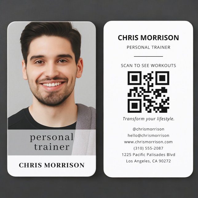 Carte de visite de coach sportif avec QR Code et p (Créateur téléchargé)