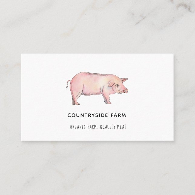 Carte de visite de cochon aquarelle (Devant)