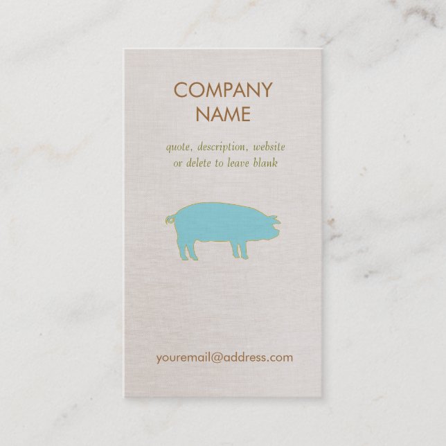Carte de visite de cochon bleu (Devant)