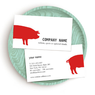 Carte de visite de cochon rouge