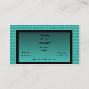 Carte de visite de code binaire, Turquoise