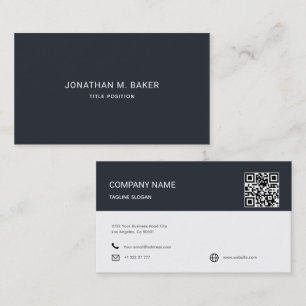 Carte de visite de code QR bleu foncé simple