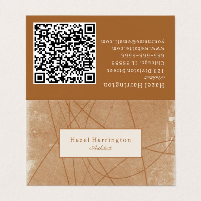 Carte de visite de code QR de Grunge sophistiqué p (Extérieur déplié)