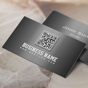 Carte de visite de code QR gris professionnel