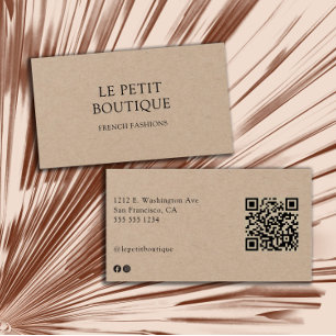 Carte de visite de code QR minimaliste de carte Kr