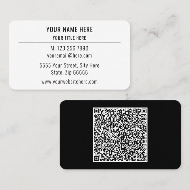 Carte de visite de code QR personnalisé Concevez v (Devant / Derrière)