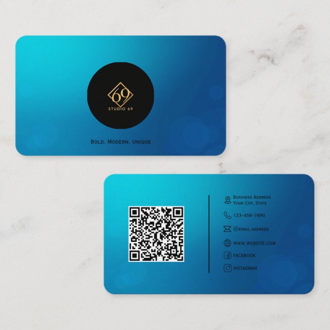 Carte de visite de code QR personnalisé moderne av (Devant / Derrière)