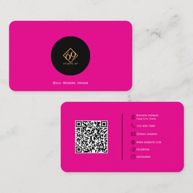 Carte de visite de code QR personnalisé moderne av (Devant / Derrière)