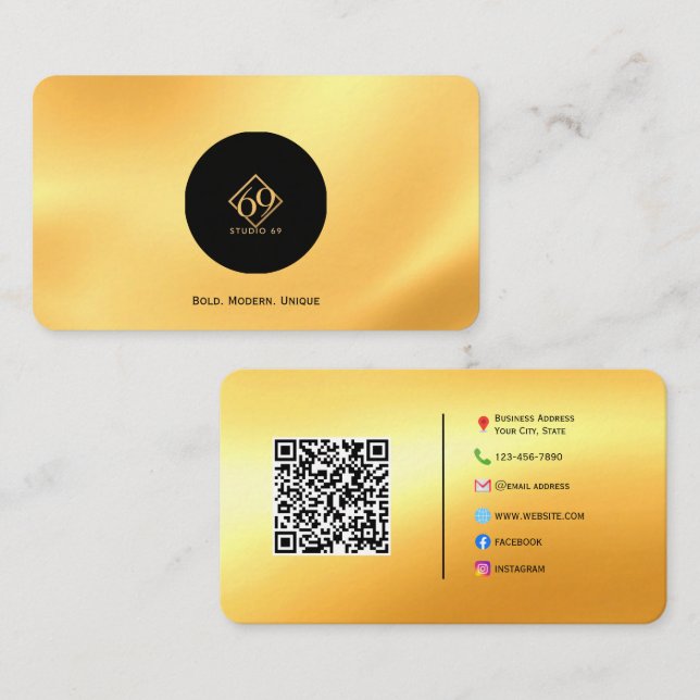 Carte de visite de code QR personnalisé moderne av (Devant / Derrière)