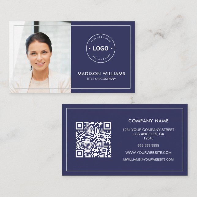 Carte de visite de code QR photo personnalisé (Devant / Derrière)