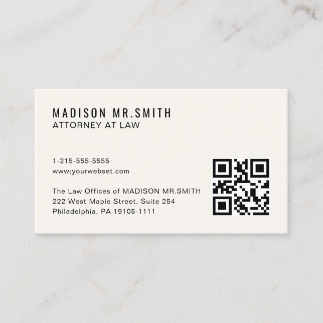 Carte de visite de code QR professionnel minimal (Devant)
