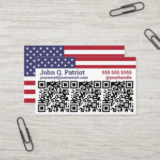 Carte de visite de code QR triple drapeau américai