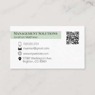 Carte de visite de code QR vert clair
