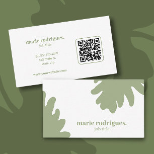 Carte de visite de code QR vert moderne