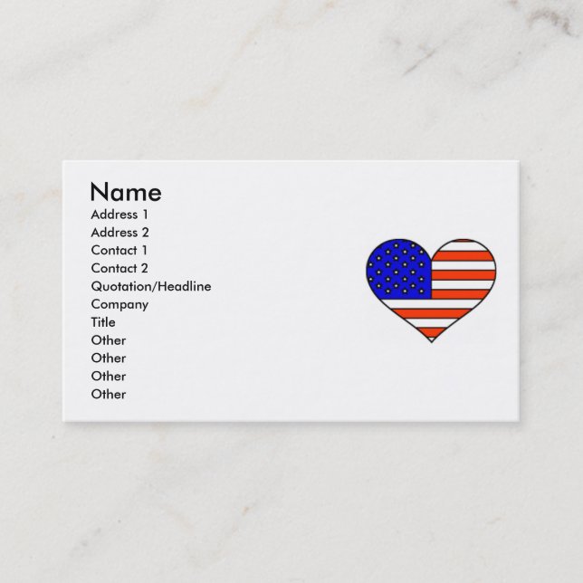 Carte de visite de coeur de drapeau (Devant)