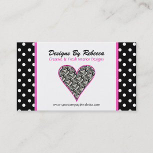 Carte de visite de coeur d'impression Zebra pour l