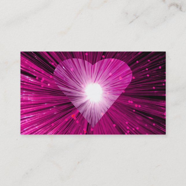 Carte de visite de coeur rose blanc (Devant)