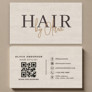 Carte de visite de coiffeur avec code QR Beige Neu