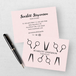 Carte de visite de coiffeur moderne rose blush