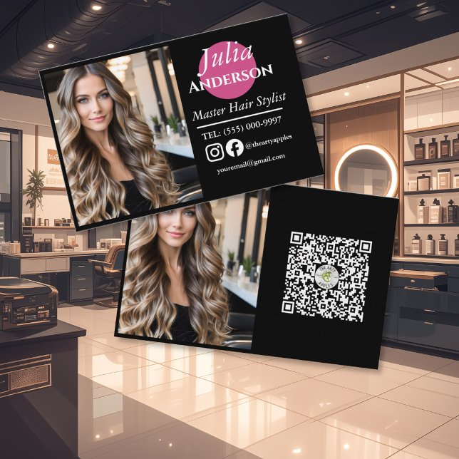 Carte de visite de coiffeur : petite entreprise ph (Créateur téléchargé)