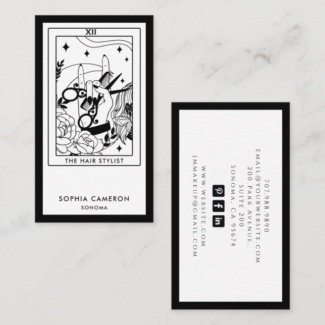 Carte de visite de coiffeur tarot (Devant / Derrière)