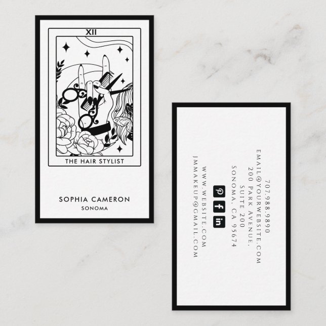 Carte de visite de coiffeur tarot (Devant / Derrière)