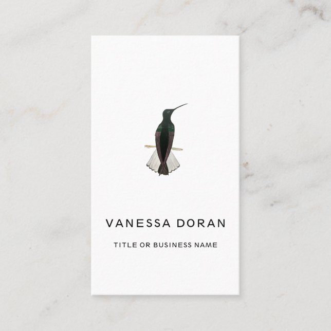 Carte de visite de colibri noir et blanc (Devant)