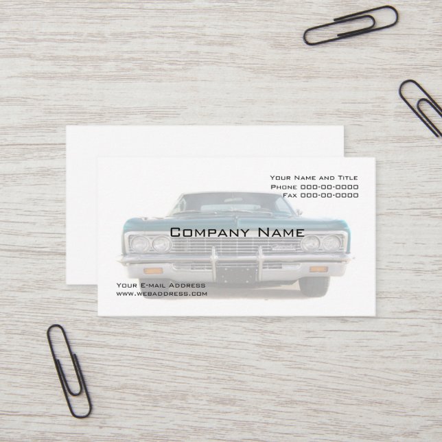 Carte de visite de collecteur de voitures classiqu (Devant/Arrière en situation)