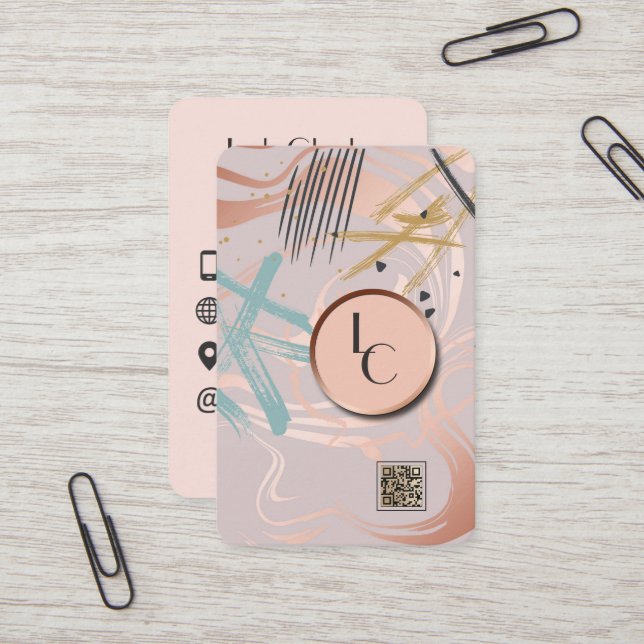 carte de visite de concepteur de code qr abstrait (Devant/Arrière en situation)