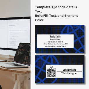 Carte de visite de concepteur Web bleu professionn