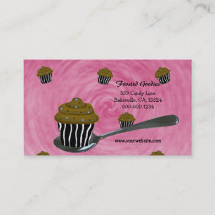 Carte de visite de conception de gâteau sur une cu