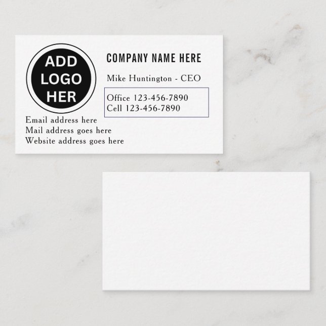 Carte de visite de conception de logo professionne (Devant / Derrière)