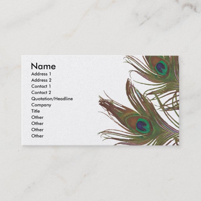 Carte de visite de conception de paon (Devant)