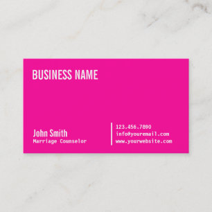 Carte de visite de conseil en mariage rose Neon